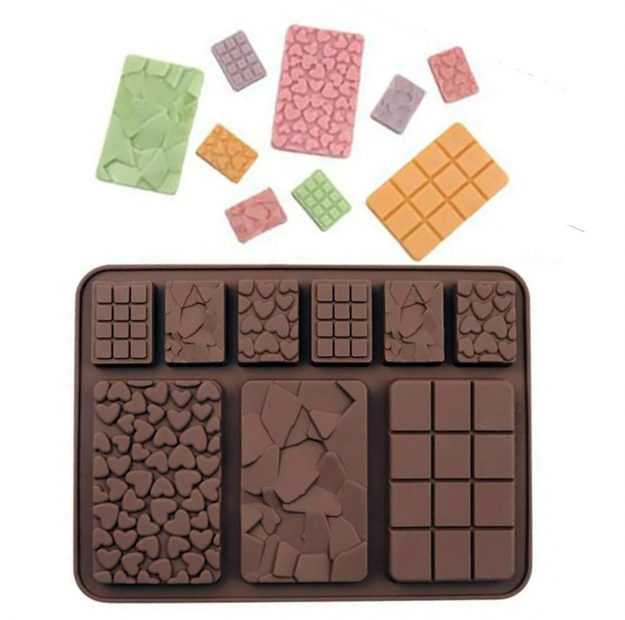Szilikon csokoládé forma – Táblás csokoládék – 3 nagy és 6 kicsi csokoládé
