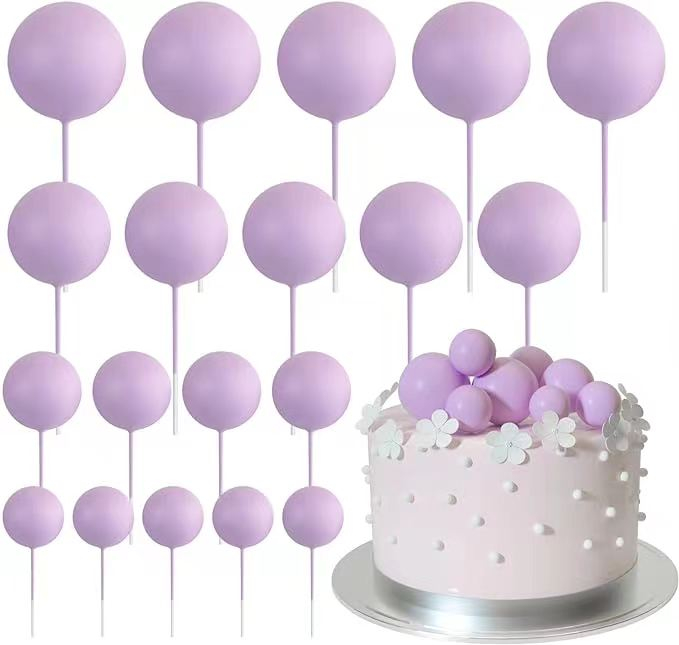 Torta beszúró - Lila  gömb 10db
