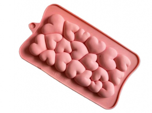 Szilikon csokiöntő forma - Táblás csoki - 3D szivecskés