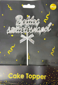 Torta beszúró -  Boldog születésnapot ezüst domború