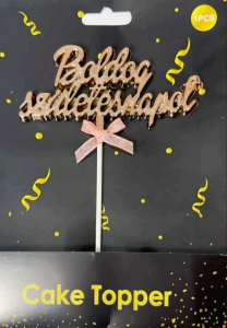 Torta beszúró -  Boldog születésnapot rose gold  domború