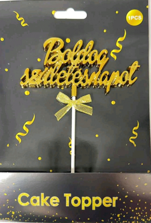 Torta beszúró -  Boldog születésnapot arany  domború