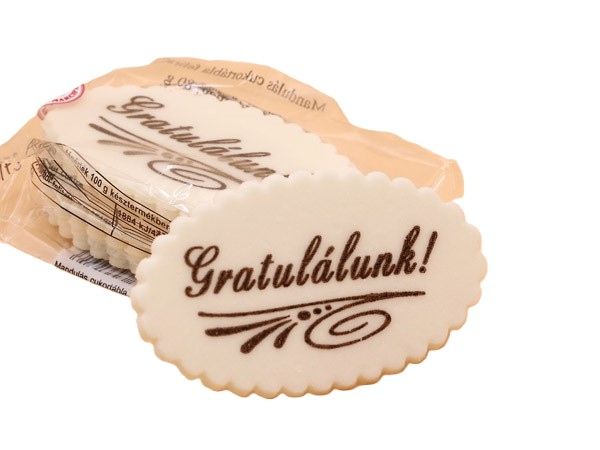 Marcipán tábla - Gratulálunk - Ovális 8g