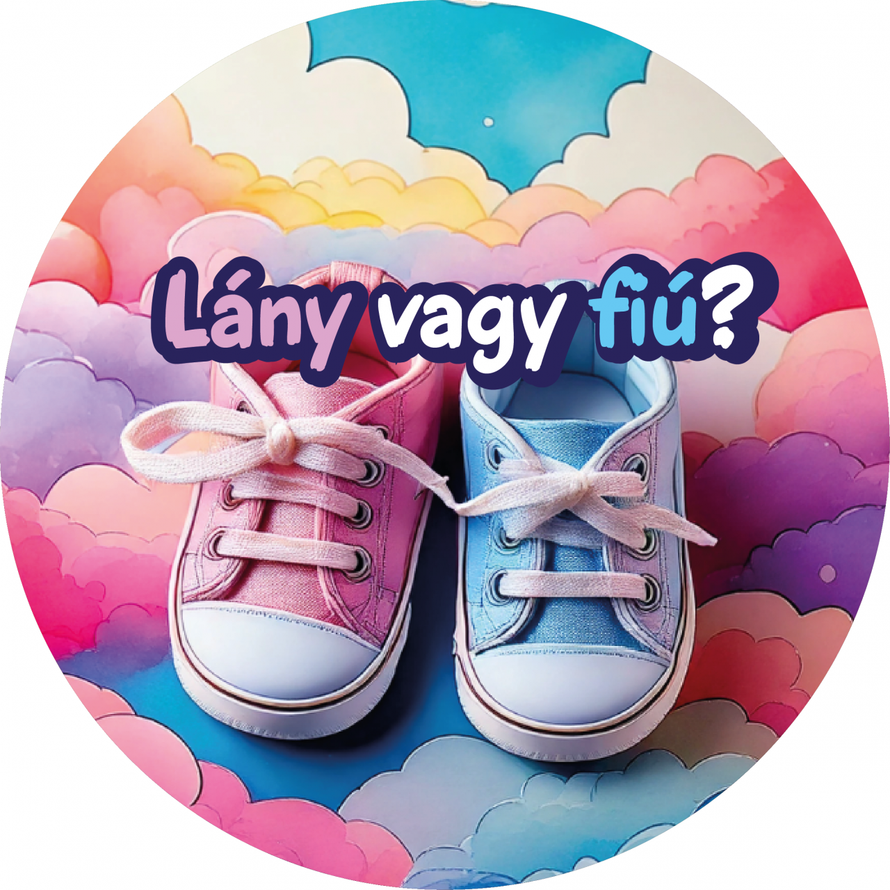 Cukorlap nyomtatás Boy or Girl kerek kiscipős 20cm