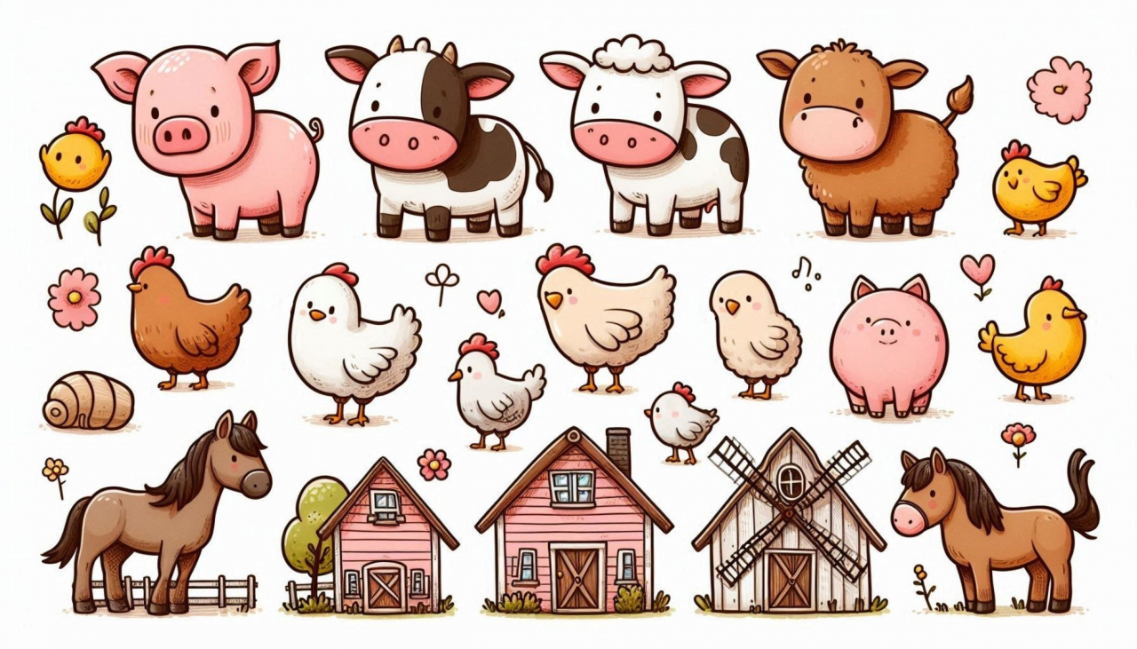 Ostyalap nyomtatás Farm állatok szögletes