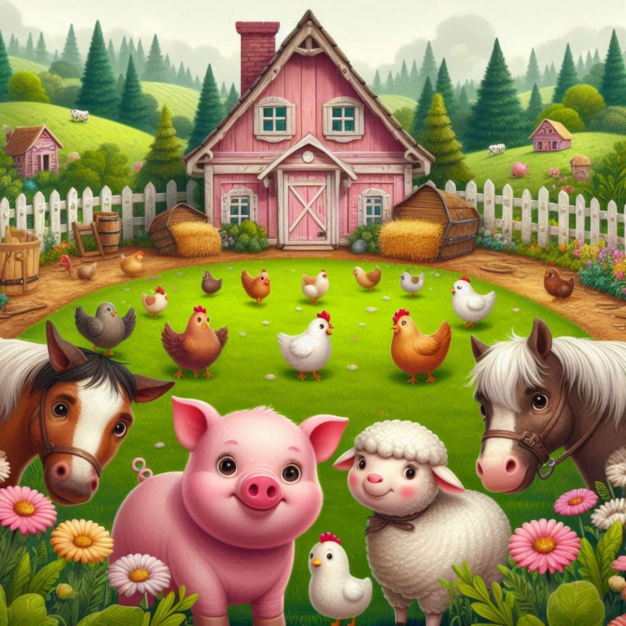 Ostyalap nyomtatás Farm állatok szögletes 20x20