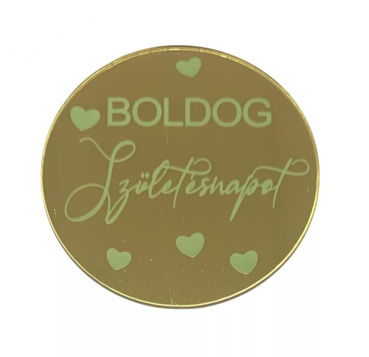 Torta korong torta dísz  - Boldog születésnapot -  arany akril