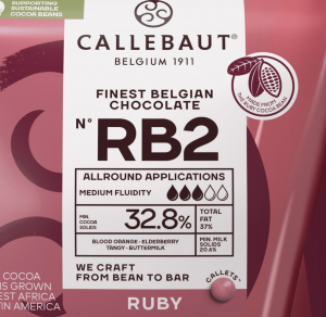 Callebaut belga csokoládé pasztilla – 33,6% RB1 Ruby tejcsokoládé  100g