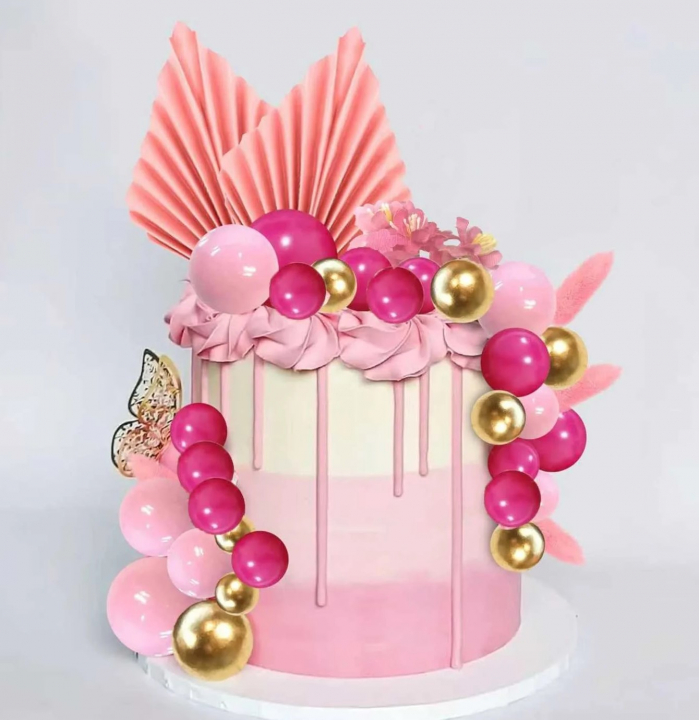 Torta beszúró szett 25 db-os - Rózsaszín arany tortadekorációs szett