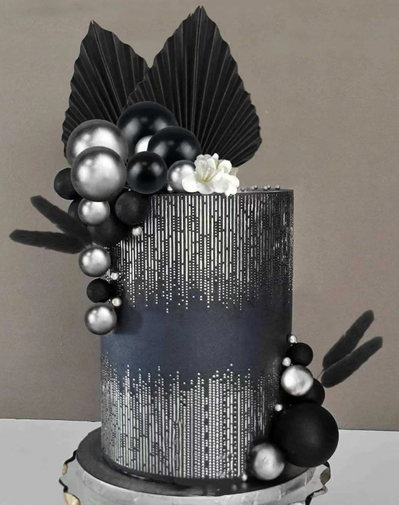 Torta beszúró szett 25 db-os - Fekete ezüst tortadekorációs szett