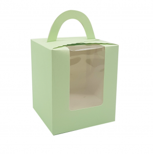 Ablakos, muffin és cupcake tartó papír doboz – 1 részes - Zöld