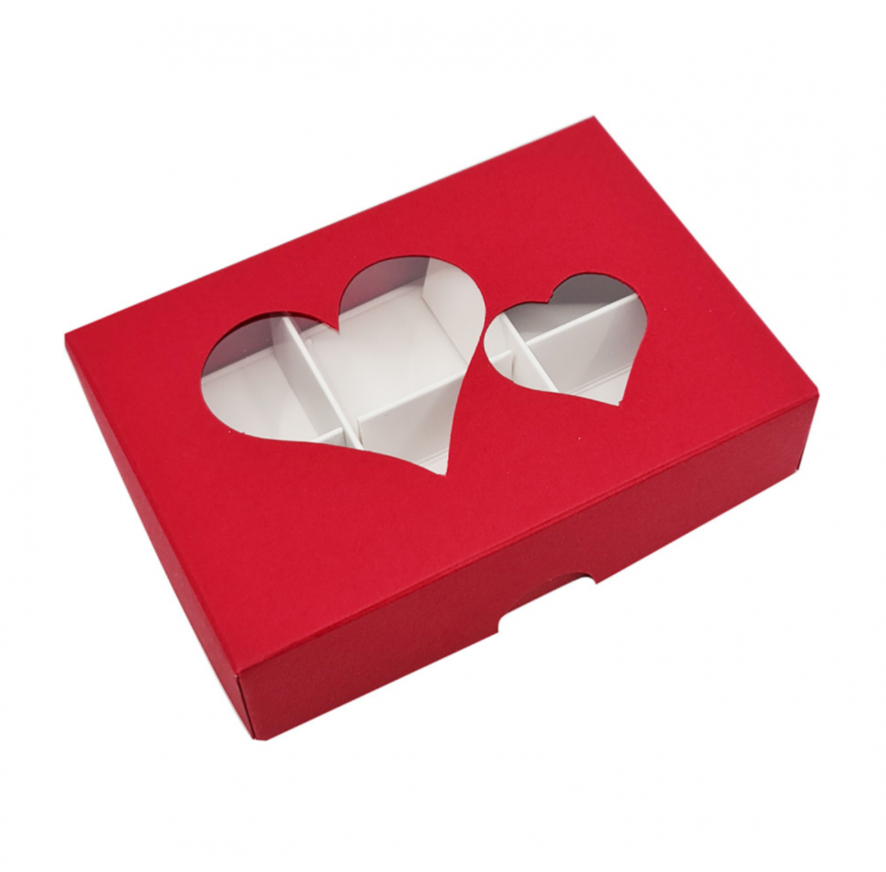 6 adagos, ablakos bonbon doboz – Piros szívek