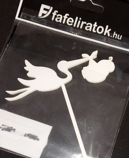 Díszítő beszúró fa gólya babával 10*11cm