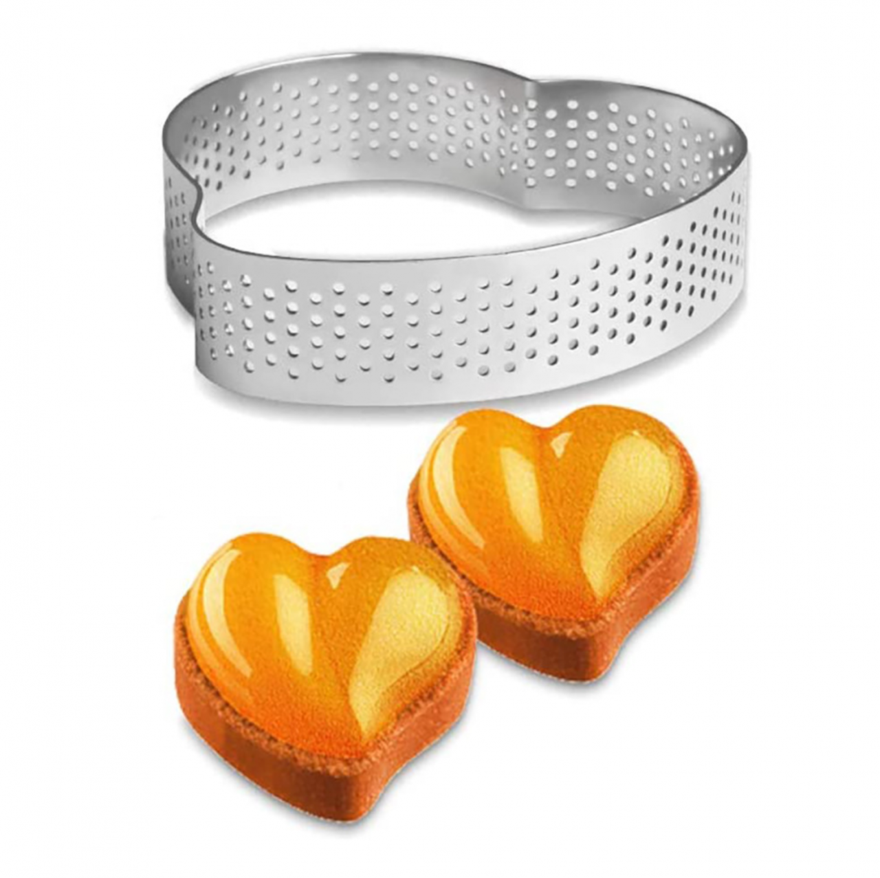 3 darabos fém desszertgyűrű, lyukacsos tarte gyűrű – Szív
