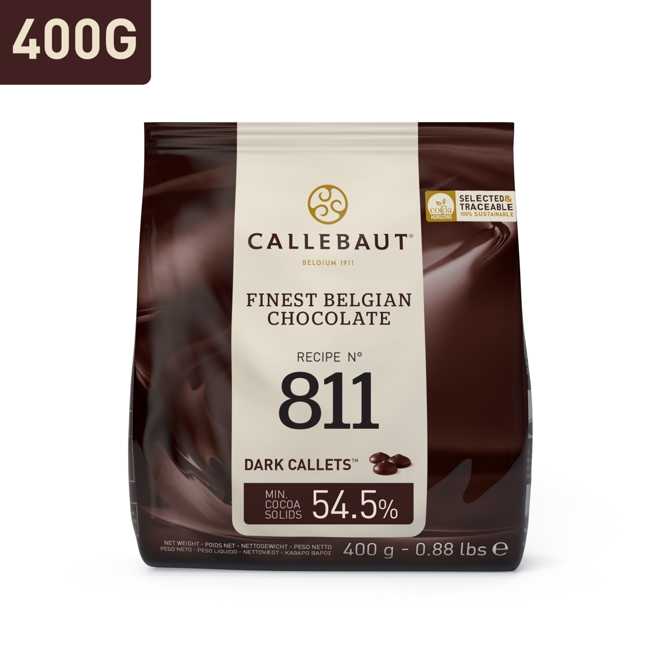 Callebaut belga csokoládé pasztilla – 54,5% étcsokoládé (811NV)  400g