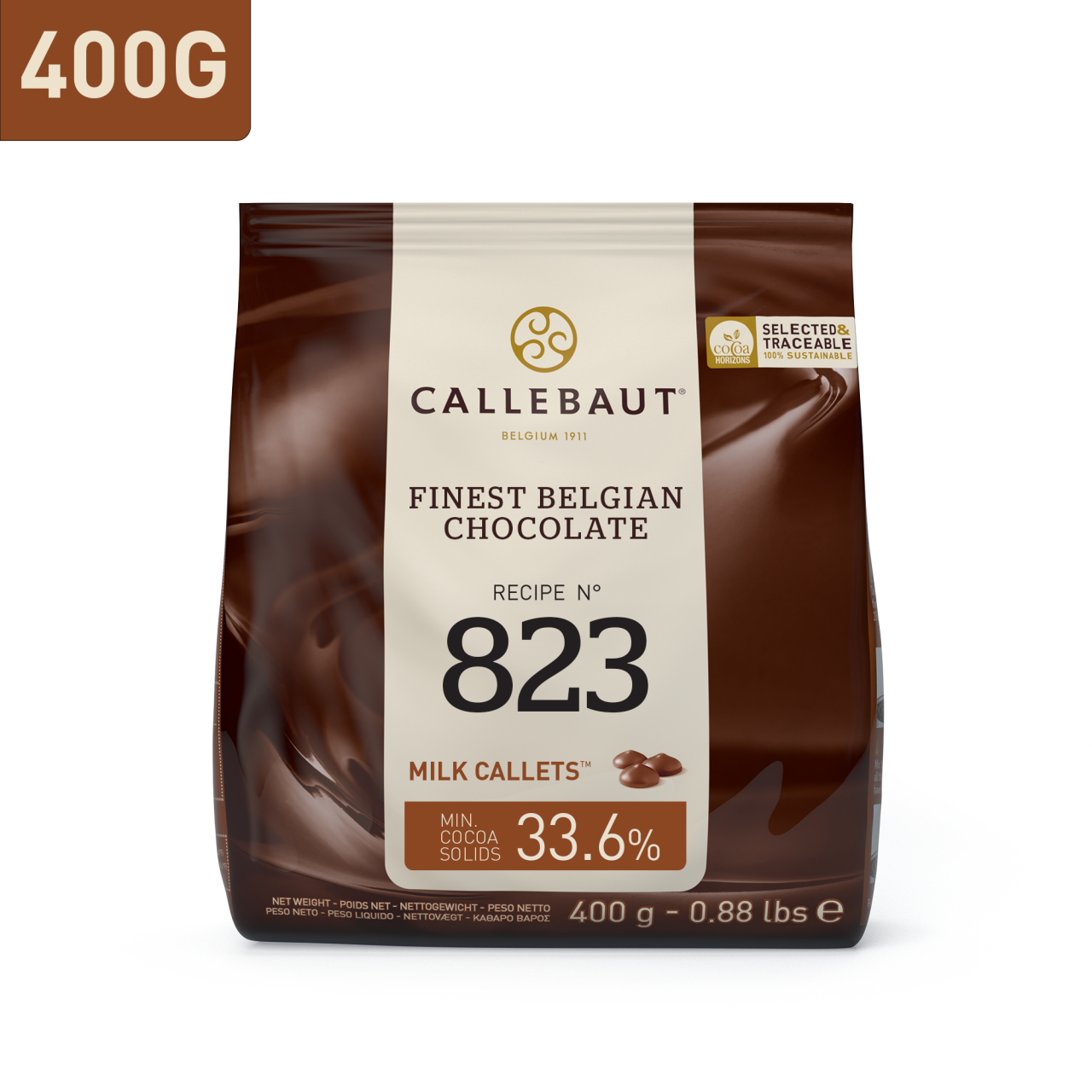 Callebaut belga csokoládé pasztilla – 33,6% tejcsokoládé (823) 400g