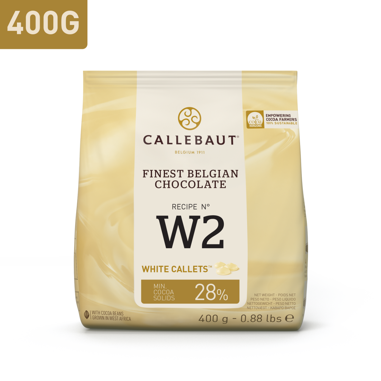 Callebaut belga csokoládé pasztilla – 28% fehércsokoládé (W2NV) 400g