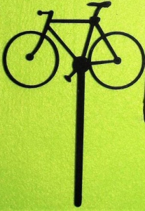 Díszítő beszúró - Fekete fa beszúró kerékpár  8cm x 11,5cm