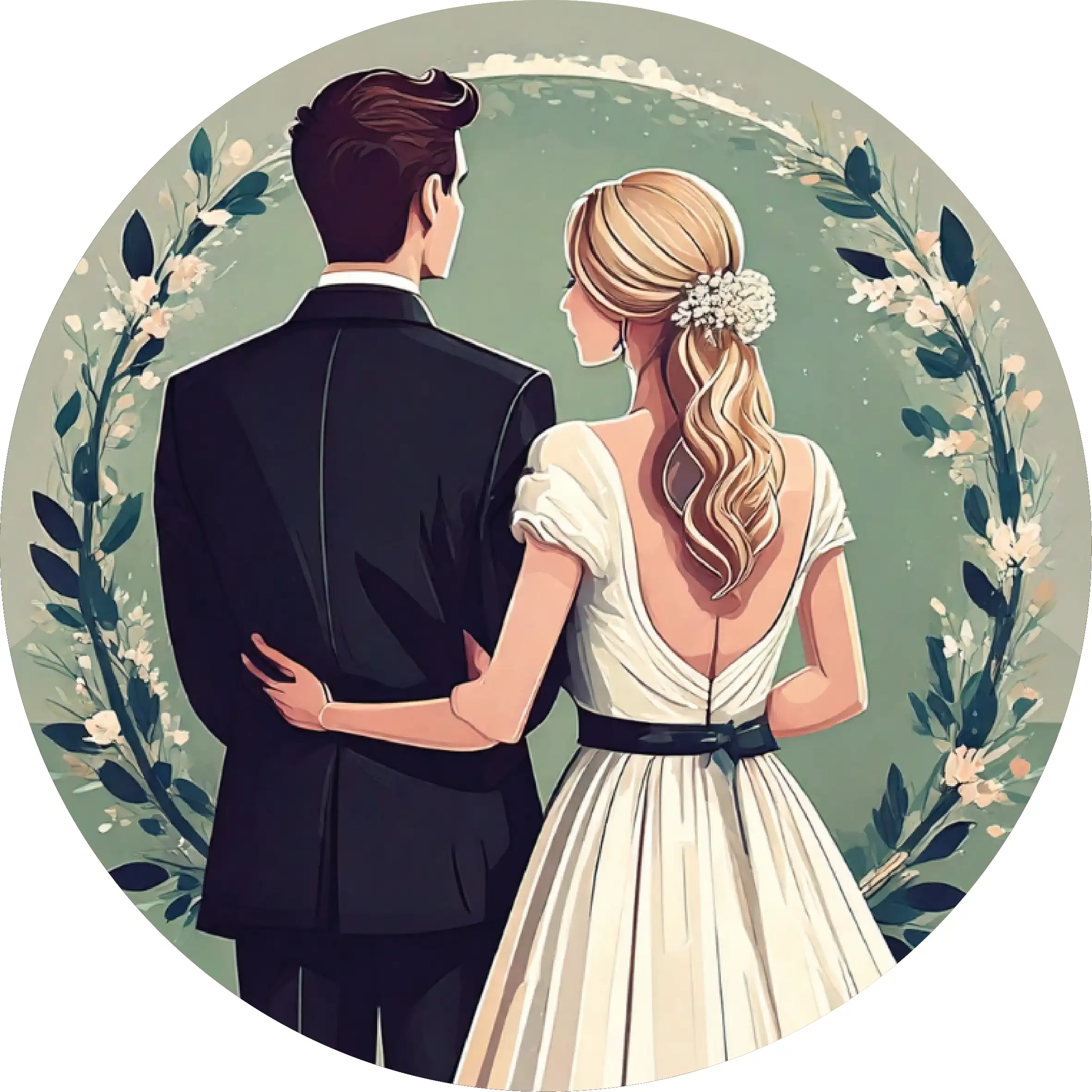 Esküvői pár kerek (zöld ) 20cm - Image 2