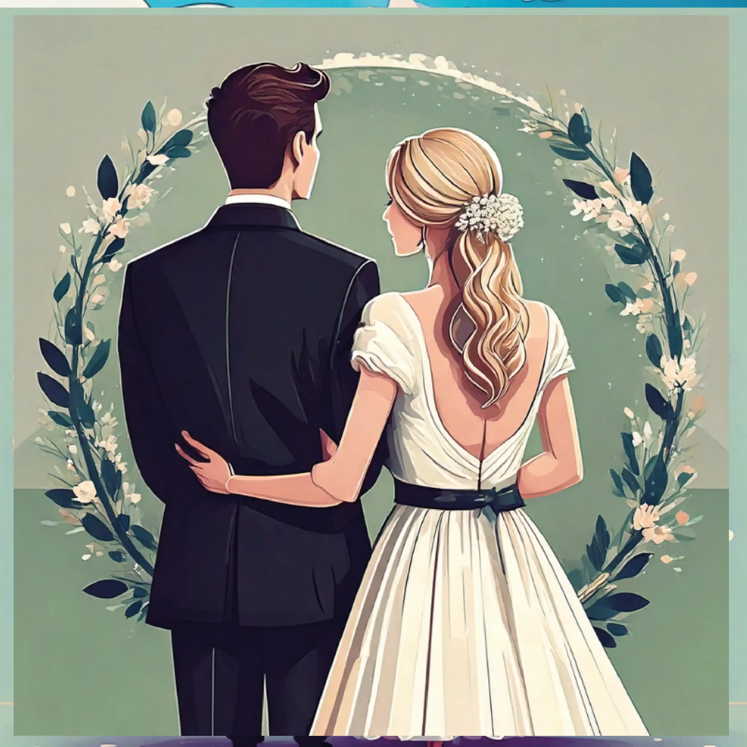 Esküvői pár szögletes (zöld ) 20x20cm - Image 2