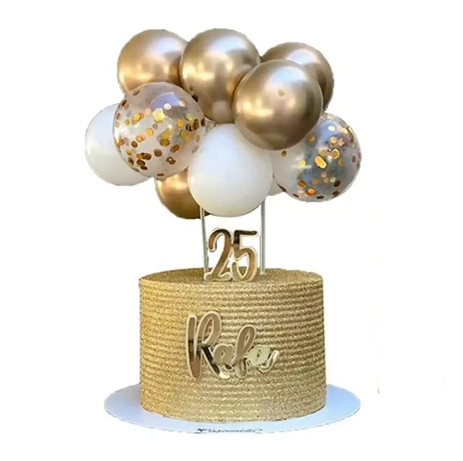 Lufis tortadekoráció, tortadísz – Arany és fehér - Image 2