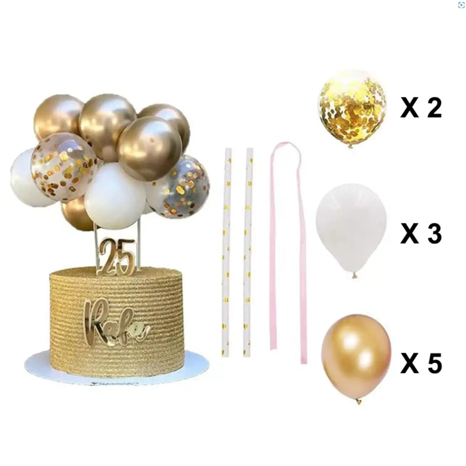 Lufis tortadekoráció, tortadísz – Arany és fehér