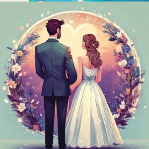 Esküvői pár szögletes ( lila-zöld) 20x20cm