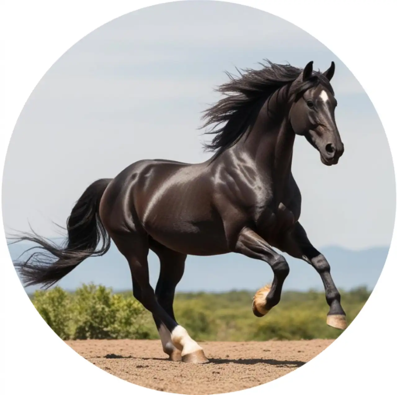 Fekete ló1 kerek 20cm