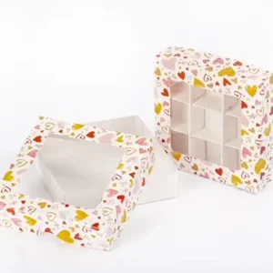 9 Darabos Ablakos bonbon Doboz - Szivecskés