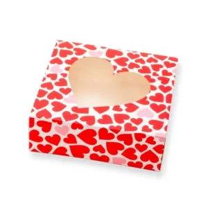 Süteményes doboz - Ablakos szíves 23x23x8cm