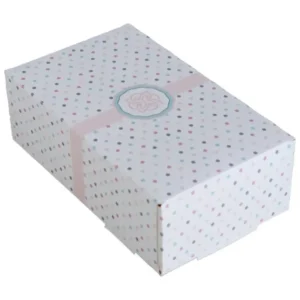 Süteményes doboz pasztell pöttyös mintával  12,5x21x7cm