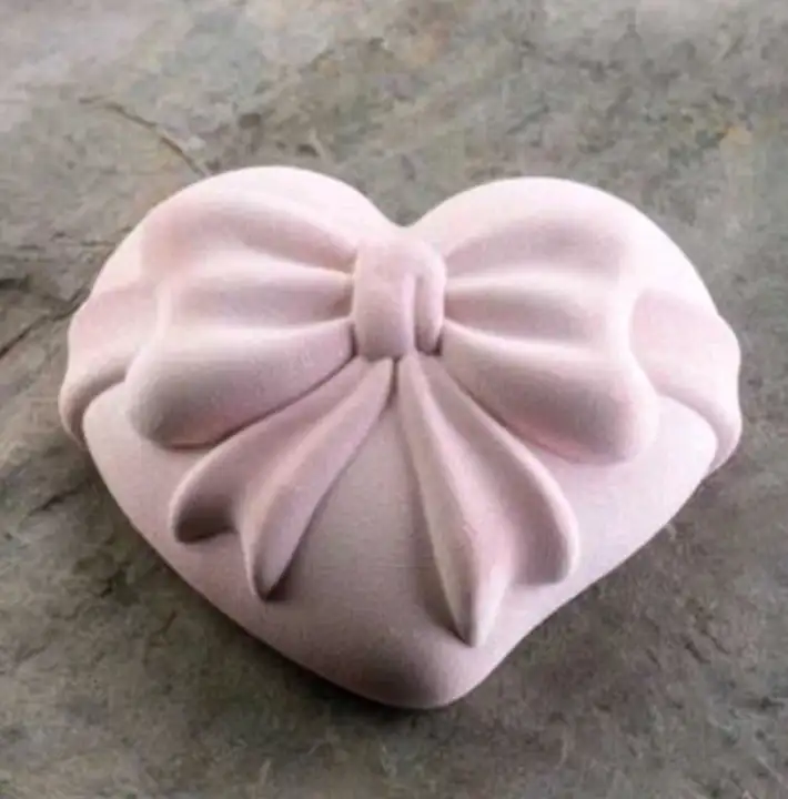 Szilikon forma, mousse forma - szív alakú masnival 6 részes