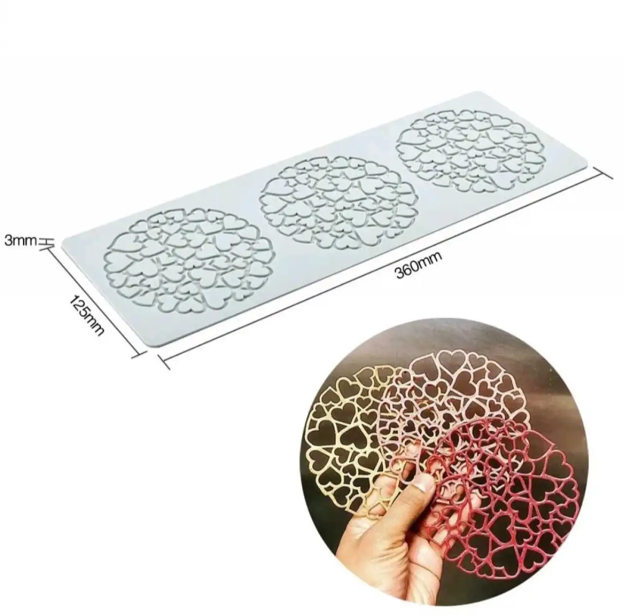 Szilikon ostya tuile készítő - kerek szivecskés