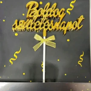 Torta beszúró -  Boldog születésnapot arany  domború