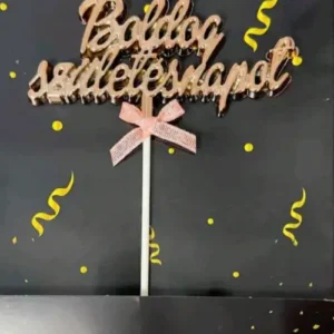 Torta beszúró -  Boldog születésnapot rose gold  domború