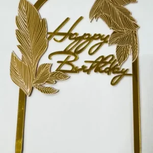 Torta beszúró - Happy Birthday levelekkel arany