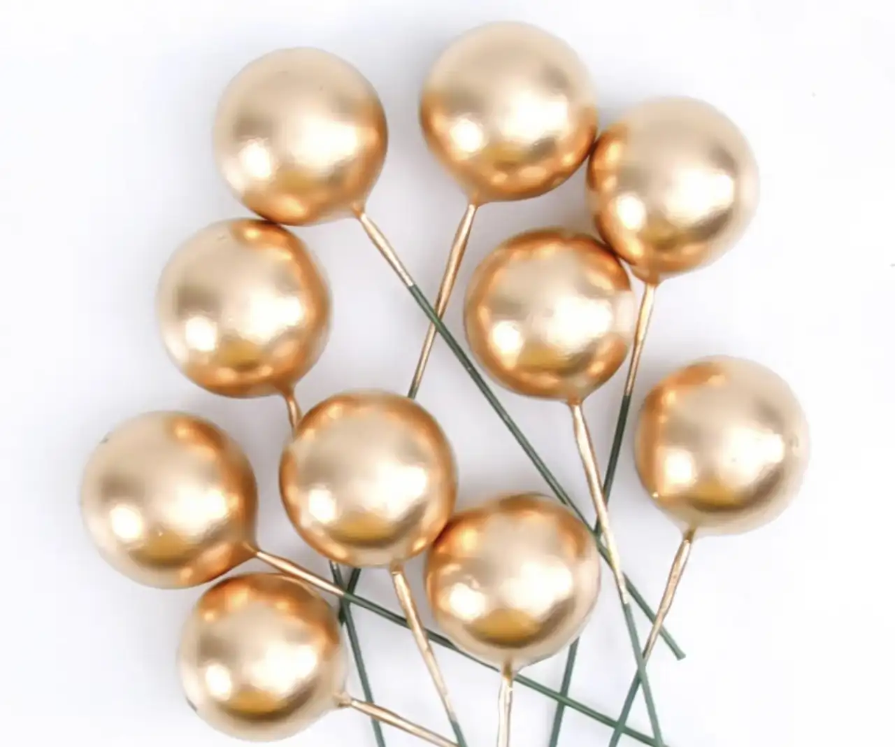 Torta beszúró - Arany gömb 10db