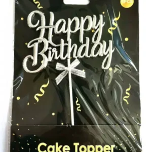 Torta beszúró - Happy Birthday Ezüst Domború