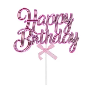 Torta beszúró - Happy Birthday Rózsaszín Domború