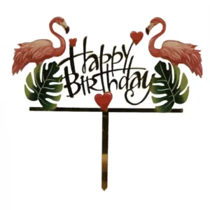 Torta beszúró - Happy Birthday - Flamingós