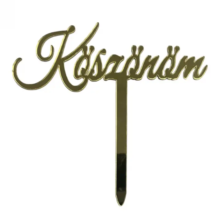 Torta beszúró Köszönöm arany, akril