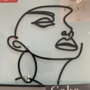 Torta beszúró  női arc sziluett - fekete akril