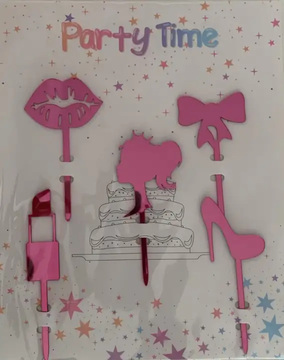 Torta beszúró - Pink Csajos Akril