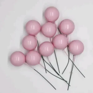 Torta beszúró - Rózsaszín gömb 10db