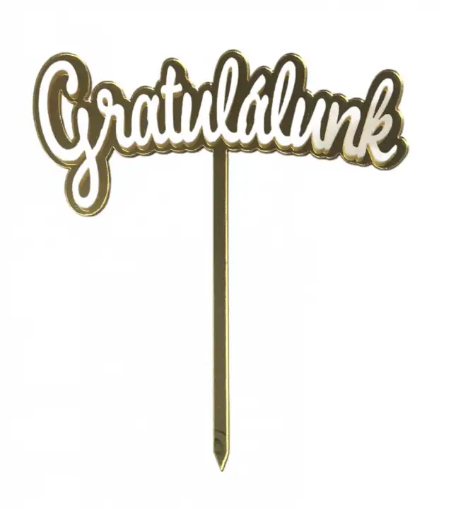 Torta beszúró " Gratulálunk" - Arany, akril