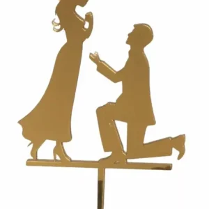 Torta beszúró esküvői  - Arany akril lánykérős