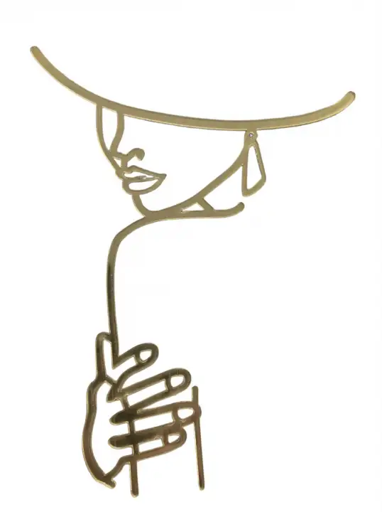 Torta beszúró kalapos nő sziluett - arany akril