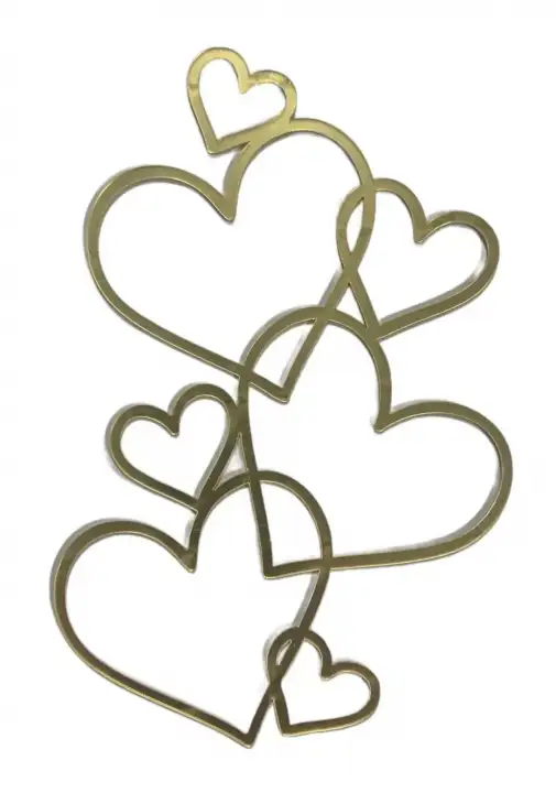 Torta beszúró, torta dísz - Arany akril szívek, szivecskék