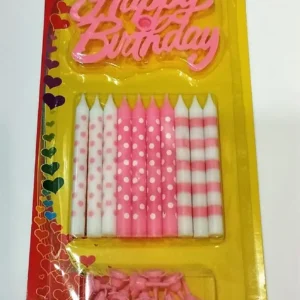 Tortagyertya 10db-os + HB tortadísszel - Rózsaszín