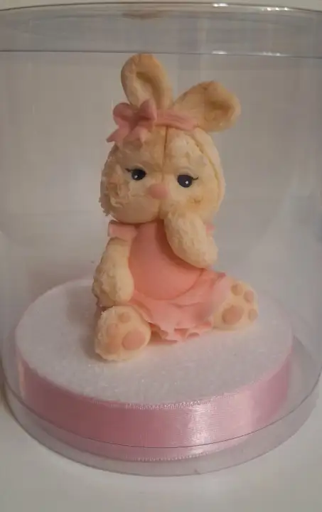 Cukorfigura - Nyuszi rózsaszín szoknyás szőrös